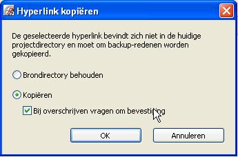 In het dialoogvenster Afbeeldingsbestand kopiëren beslist u of het bestand in de