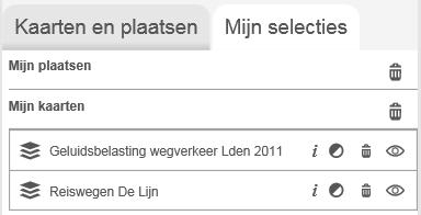 Alle bevraagbare kaarten die in het kaartenvenster geselecteerd zijn, worden getoond in het info venster. Extra s Figuur 21: Object info Rechts bovenaan de kaart vind je volgende iconen terug: 2.1.8.