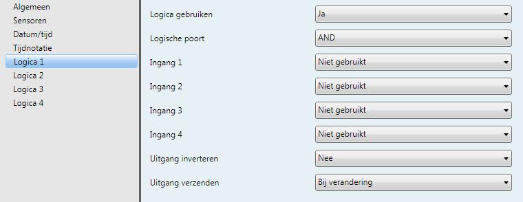 3.3.4 Parametervenster Logica 1 Hier volgt een beschrijving van de parameters voor Logica 1 die ook gelden voor Logica 2, 3 en 4.