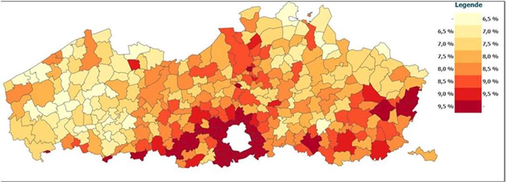 Alleenstaande ouder, 216, in % van alle huishoudens 18/5/217 19 Belangrijkste bevindingen Stijging van aantal huishoudens / gezinnen Gezinsverdunning Andere types van huishoudens Meer alleenwonen