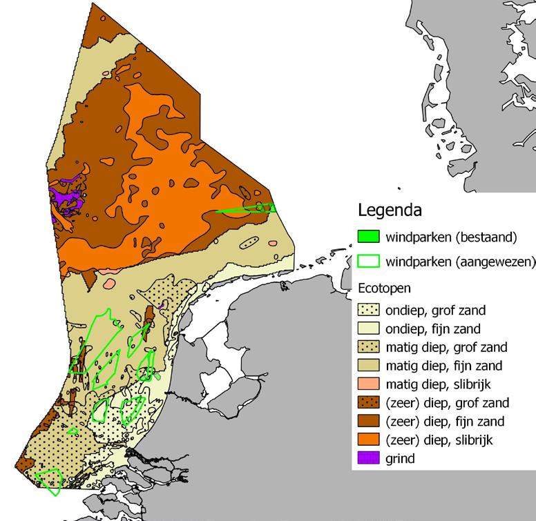 Fig 4.1.2 Sedimentsamenstelling NCP (Icona, 1992). 4.1.6 Waterdiepte Waterdiepte is van belang voor overleving.