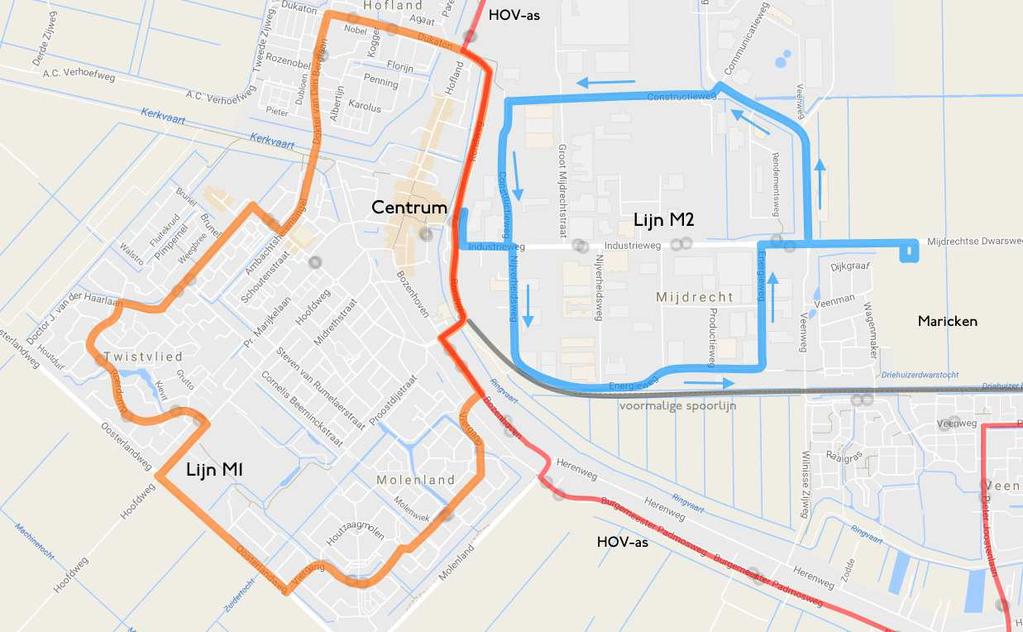 Regio Vecht en Amstel Lijn M1 Mijdrecht Lijn M1 maakt een ronde door Mijdrecht, die ieder kwartier gereden kan worden.