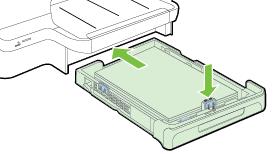 Hoofdstuk 1 3. Stel de papiergeleiders in de lade af op het formaat dat u in de lade hebt geplaatst en plaats de lade terug in de printer. 4. Trek het verlengstuk op de uitvoerlade uit.