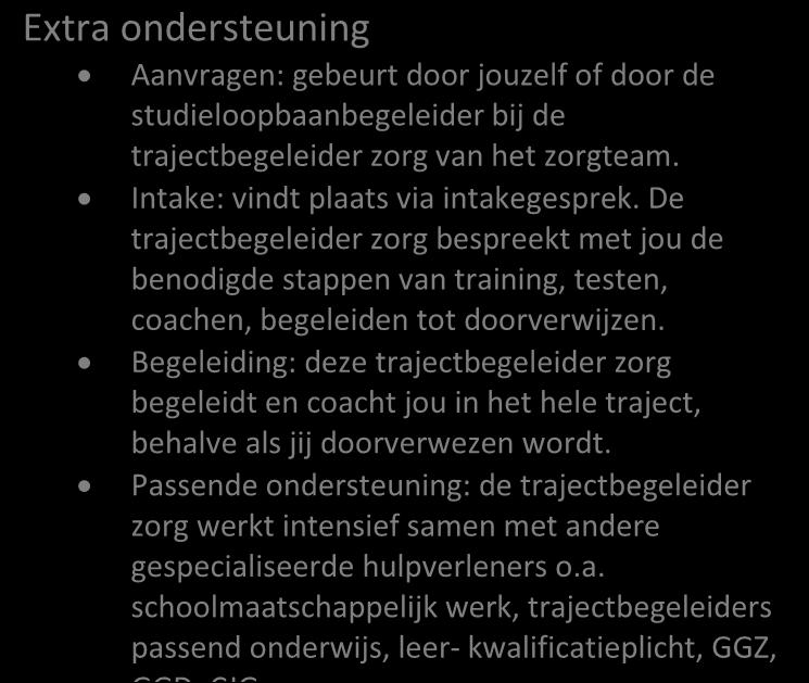 De trajectbegeleider zorg bespreekt met jou de benodigde stappen van training, testen, coachen, begeleiden tot doorverwijzen.