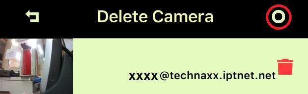 4.4 Delete Camera (Verwijderen camera) ( ) Druk op het Camera Verwijderen icoon om de camera te verwijderen. Kies de te verwijderen camera en markeer deze in rood. Druk de knop om hem te verwijderen.