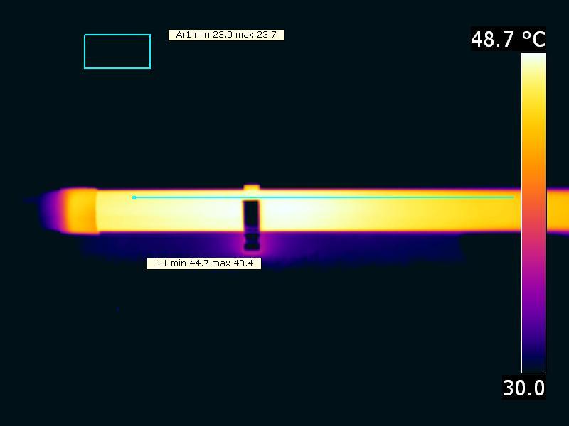 Temperatuurmetingen lamp Temperatuurplaatje(s) status lamp > 2 uur aangestaan omgevingstemperatuur 235 graden C gereflecteerde schijnbare temperatuur