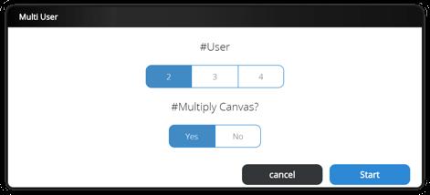 Multi-user Klik op het samenwerkings-icoon om het menu te openen. Meerdere leerlingen kunnen simultaan op het digitaal schoolbord werken d.m.v. de functie Multi-user in i3learnhub.