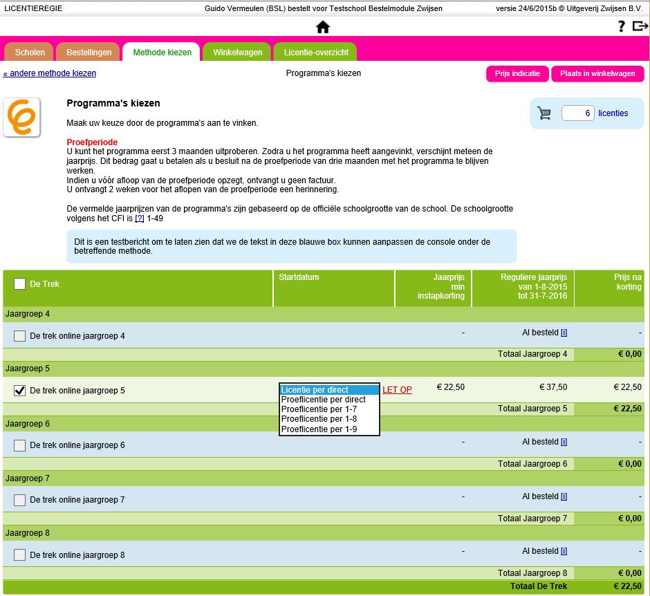 Methode kiezen Klik op de methode waarvan u een programma wil bestellen.