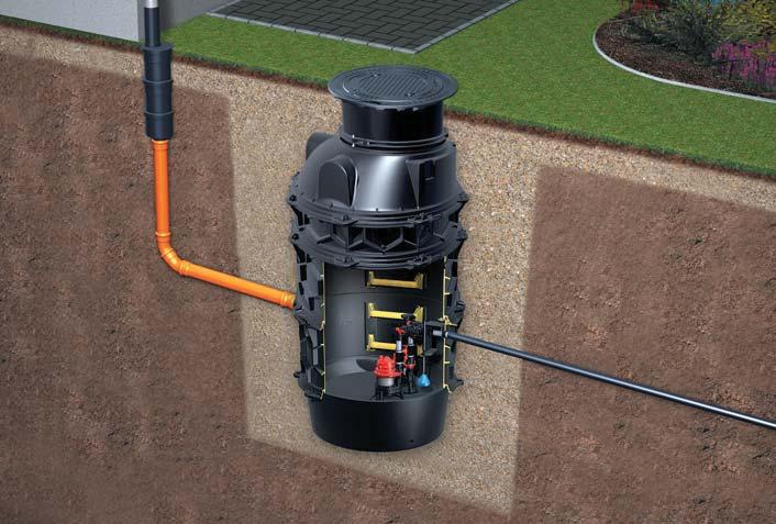 Pompstation voor fecaliënvrij afvalwater Ondergrondse installatie buiten gebouwen Professionele voordelen Regenafvoerput Pompstation Pomp Luchtdrukbesturing Niveauregistratie of luchtdrukbesturing /