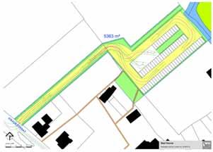 3.2. kasteelparking scenario 2 Onderstaand voorstel geniet de voorkeur en voorziet ca. 65 parkeerplaatsen en 5 busplaatsen op een grondinname van ca. 5400m². 4.