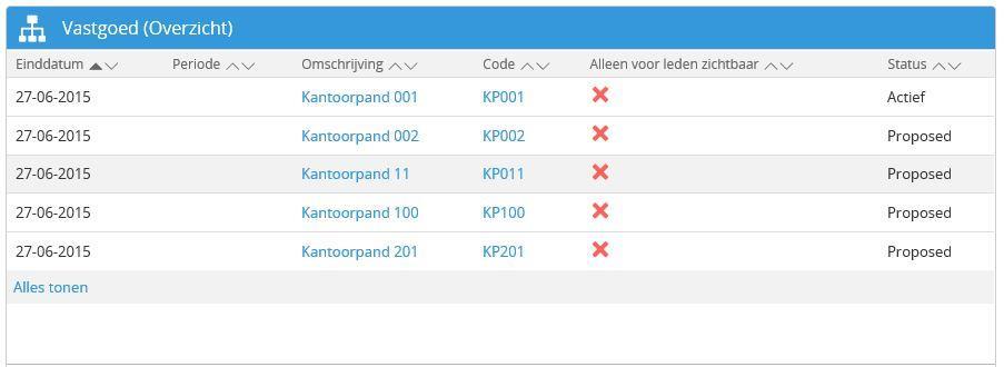 Kolommen Parameters Hier kunt u aangegeven welke kolommen getoond worden.