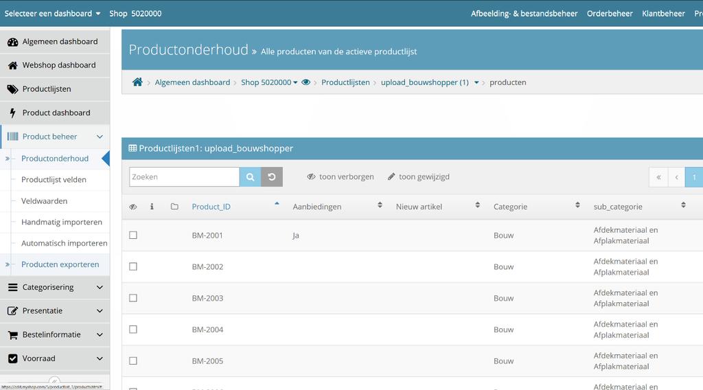 4. Download nu de productlijst door in het linkermenu te klikken op Producten exporteren 5. Klik op Direct downloaden Het Excel-bestand wordt nu als ZIPbestand gedownload. 3 Laatste voorbreiding 6.