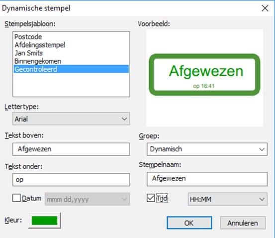 Er wordt een dialoogvenster geopend waarin u de aangepaste stempel kunt maken.