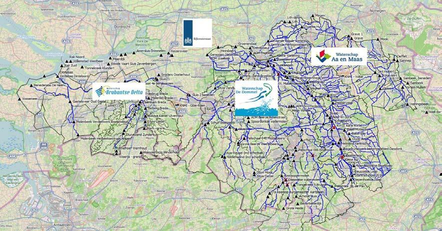 Noord- Brabantse waterbeheerders an0ciperen samen op hoogwater Klaas- Jan Douben (waterschap Brabantse Delta), Klaas- Jan van Heeringen (Deltares), Ruben IJpelaar (waterschap Aa en Maas), Arnejan van