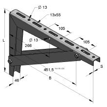 l x b x h [mm] [kn] [mm] [kg/st] [st] Hoekkonsole met 2 schoren 200 x 200 x 5 (IB 408) 5,0 150 1,07 15 M0814083 Hoekkonsole met 2 schoren 300 x 300 x 5 (IB 409) 5,0 250 1,69