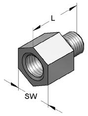 Montagetoebehoren Verloopnippel Uitvoering: Zeskant Materiaal: Staal Binnendraad: M8, M10, M12, M16, 1/2" Oppervlak: Galvanisch verzinkt Buitendraad: M8, M10, M12, M16 Verloopnippel Omschrijving