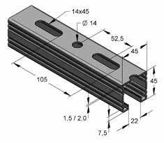 Montagerail 45 verzinkt C-profiel, met gatpatroon, vertand Montagesysteem 45 Montagerail C-profiel 45/26/1,5 Montagerail C-profiel 45/45/1,5 en C-profiel 45/45/2,0 Montagerail C-profiel 45/45/2,5