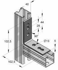 102,5 x 65 1,0 2,5 0,234 25 M08140300 Hoek 40/5 3-gats K (IB 404) 102,5 x 45 1,0 2,5 0,202 50 M08140400 Hoekstuk F X F