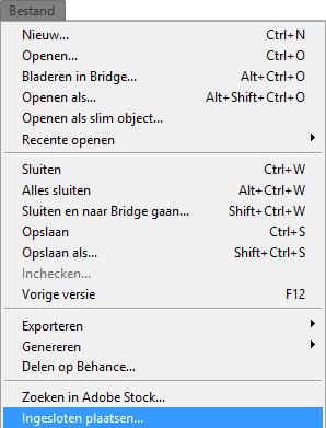 Foto s plaatsen Om een foto te plaatsen binnen een document (in dit geval, een lege pagina) navigeer je naar: Bestand (File) - Ingesloten plaatsen... (Place enclosed.