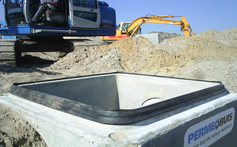 zelfverdichtend beton. De schacht onderdelen zijn voorzien van een rubberringverbinding (zelfsmerende schachtsponningsring HaproTop of F118 dus geen glijmiddel aanbrengen).