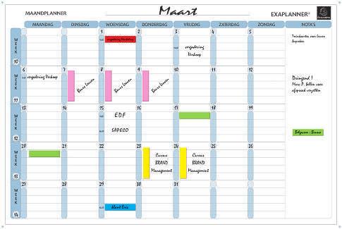 Maandplanner Bestaatuit : - Een magnetisch endroog uitwisbaar planningbord van 90x9 cm.