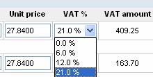 CertiONE Level 1 - Bizmail Carrefour e-invoice 10 in het oorspronkelijke Order. Bewerk de prijs indien een andere prijs van toepassing is. 5 Selecteer een btw-percentage uit de keuzelijst.