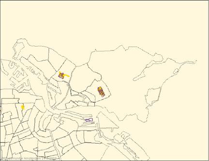 0-11 jarigen (>24%) 2004 (geel) en 2006 (blauw) Concentraties van eenoudergezinnen komen voor in Banne Zuid, de Vogelbuurt en Markengouw Midden.