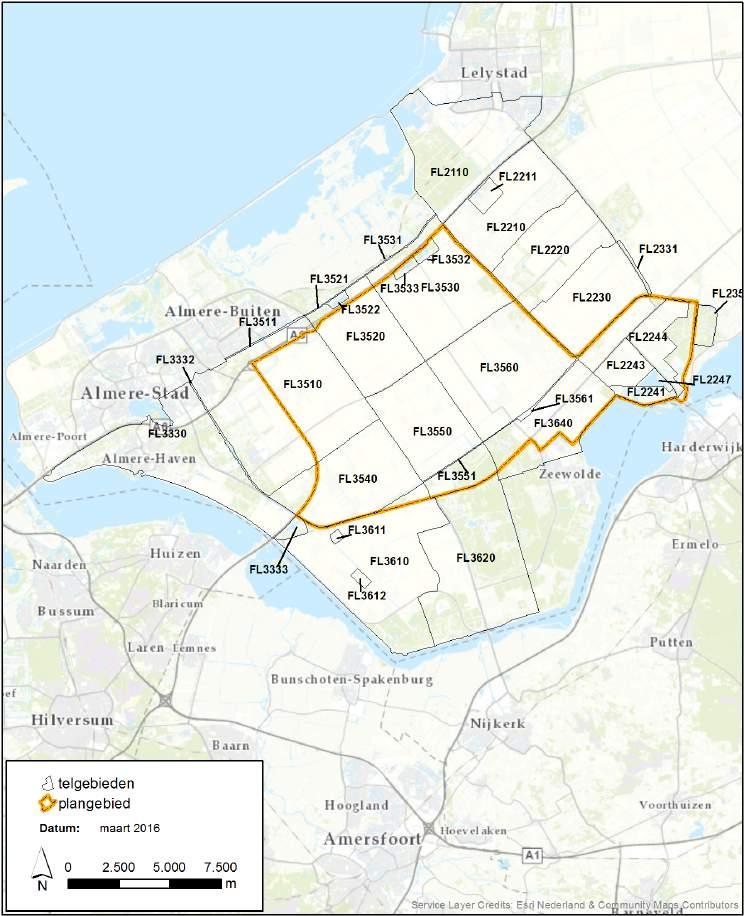 Figuur 3.1 Ligging telvakken watervogels waarvan gegevens zijn gebruikt in deze studie. 3.2.