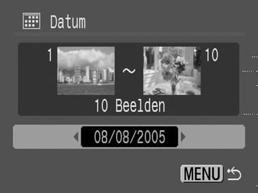 Een datum of map voor het weergeven van beelden selecteren ( / ) 1 Selecteer of en druk op. 2 Gebruik de knop of om de datum of de map te selecteren waarvan u de beelden wilt weergeven en druk op.