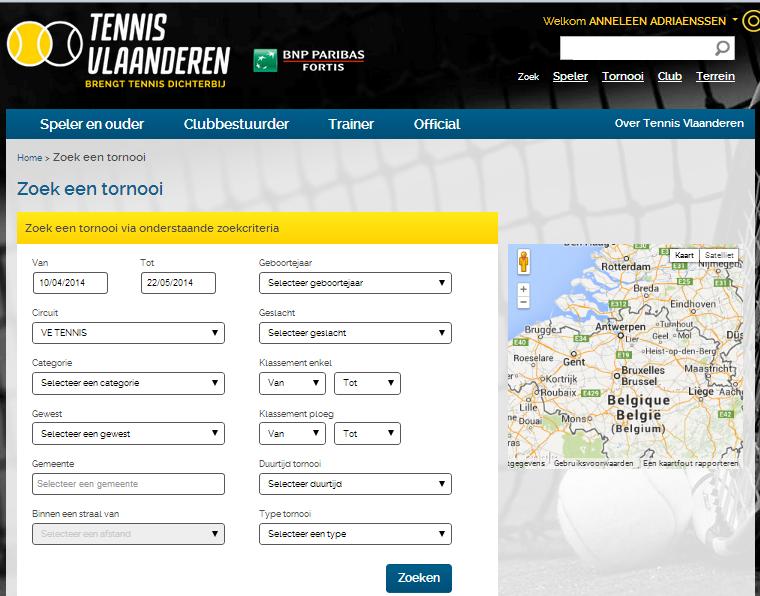 1.2. STAP 2: IK BEN AANGESLOTEN BIJ TENNIS VLAANDEREN EN HEB BESLIST VOOR WELKE COMPETITIE IK MIJ WIL INSCHRIJVEN.