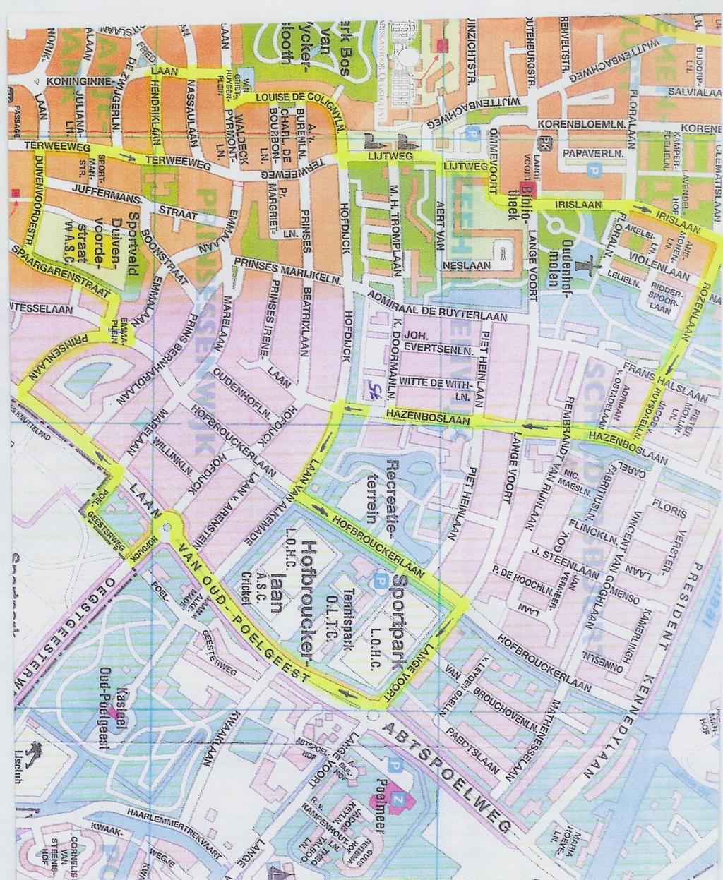 De Route van het verkeersexamen van groep 7 om te oefenen in de meivakantie.