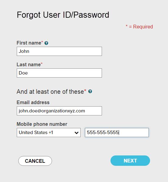 Uw gebruikersnaam/wachtwoord vergeten? Als u uw inloggegevens bent vergeten, kunt u de koppeling Uw gebruikersnaam/wachtwoord vergeten?