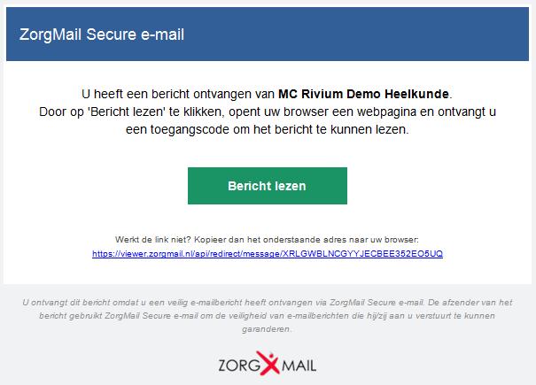 Figuur 11: Veilig e-mailen vanuit Outlook met 2FA Direct wordt een ZorgMail Notificatiebericht verstuurd naar de geadresseerde.