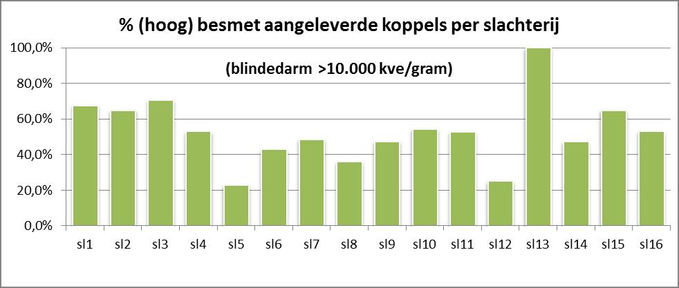 4 Resultaten per slachterij In dit hoofdstuk worden de resultaten, onderverdeeld per slachterij, weergegeven.