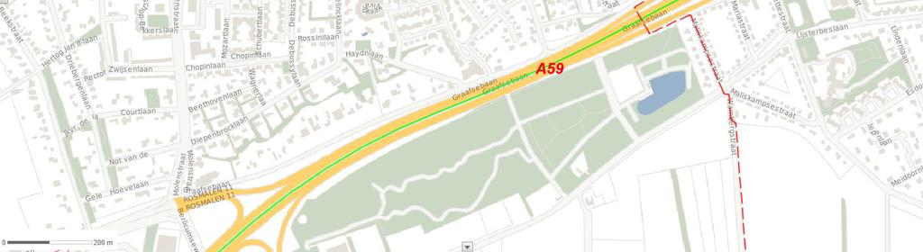 1 Uitsnede risicokaart In de directe omgeving zijn de volgende risicobronnen aanwezig: - autosnelweg A59 (Oss-Den Bosch); - spoorlijn Nijmegen-Den Bosch - hogedruk aardgastransportleiding; -