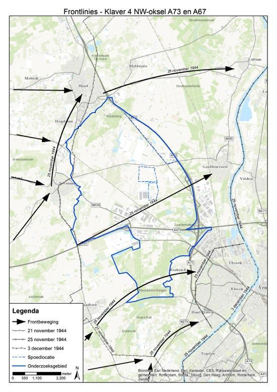 Afbeelding 2: geallieerde opmars en frontverloop 1944.