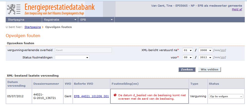 Als de doorgestuurde vergunning(en) of melding(en) nog fouten bevatten, dan past u die fouten nog altijd aan in het gemeentelijk data-opvolgsysteem.