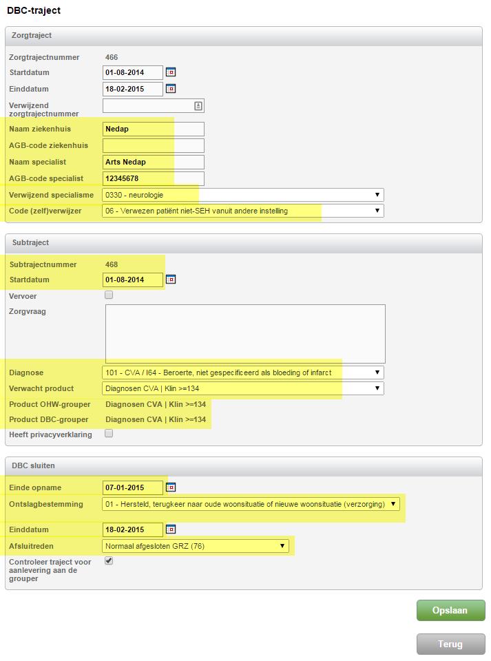 Uitleg van de kolommen in de DBC productiemonitor De meeste kolommen in de DBC-productiemonitor corresponderen met de gegevens die zijn ingevoerd bij het aanmaken van de DBC-legitimatie.