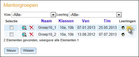 WebUntis Klassenboek 13 afbeelding 11 De mentorgroep verschijnt