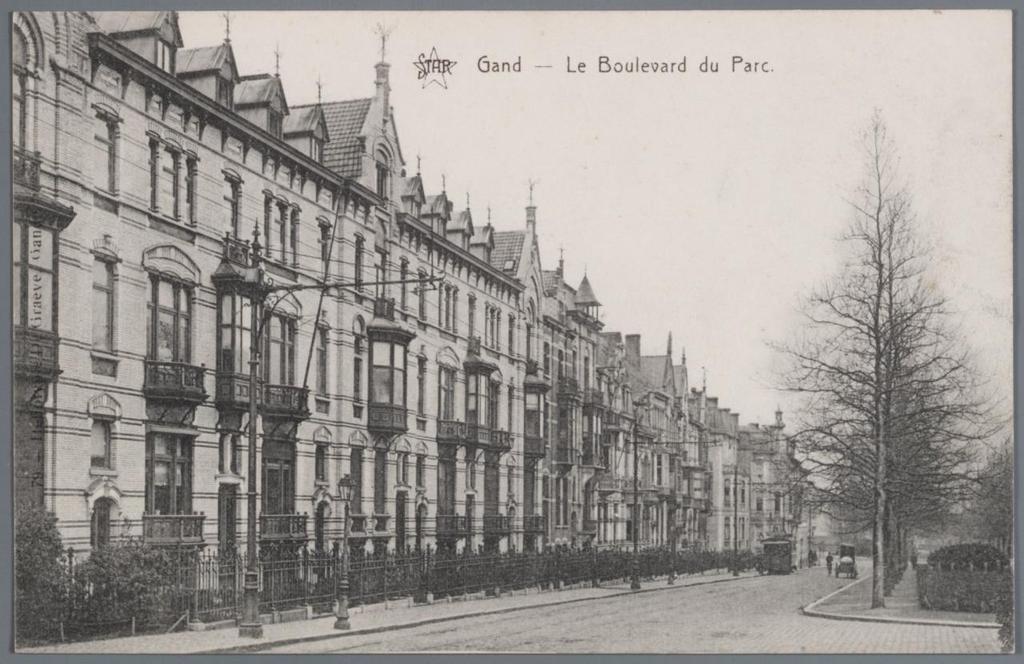 Foto 5: Postkaart van de Parklaan, met tram (na 1909). Bron: STAR s.d.: Le Boulevard du Parc (SCMS_PBK_1982) [online] http://www.