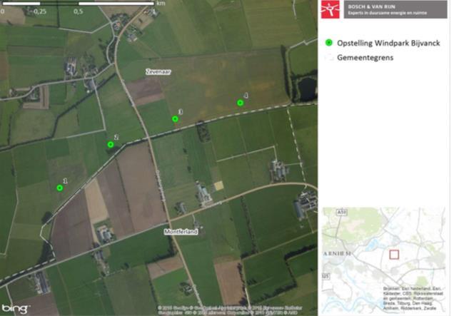 1.3 Scope onderzoeksgebied Windpark Bijvanck Dit vooronderzoek richt zich op projectgebied windpark Bijvanck nabij de Ganzepoelweg Angerlo in de gemeente Zevenaar.