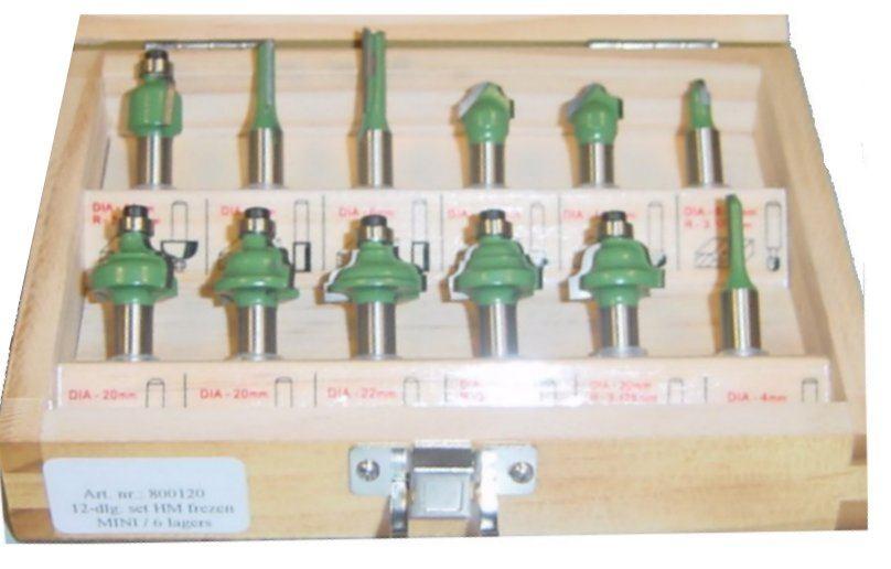 23 EB SETS MINI en POPPENHUISFREZEN PROFI GROEN 12-dlg. set HM MINIFREZEN: Artikelnr. : 600120, kolf 6 mm; 800120, kolf 8 mm.