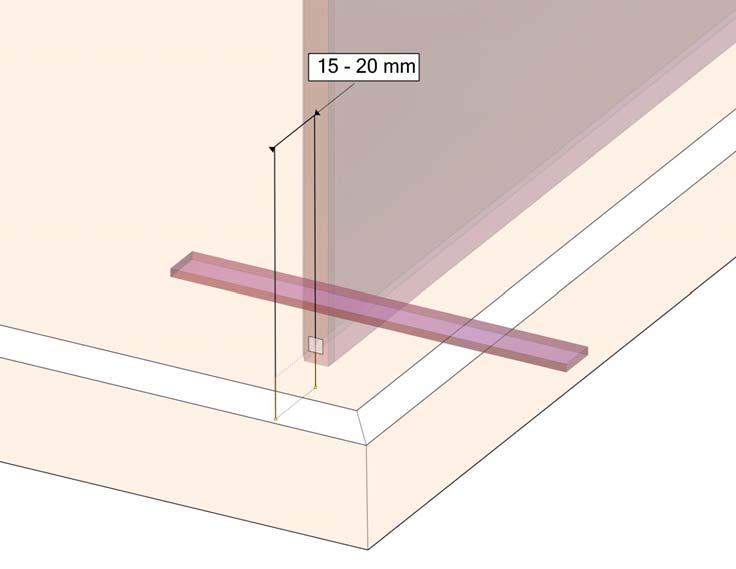 Gebruik de transparante flexibele afstelstrips om het zijpaneel waterpas te stellen.