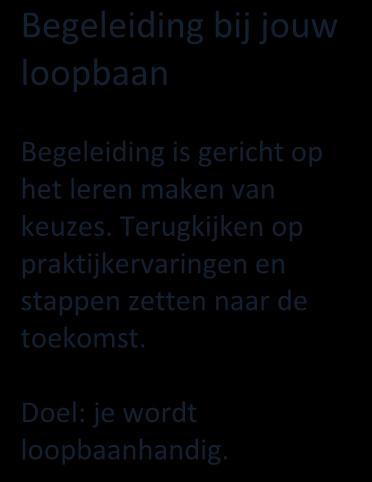 Hieronder lees je hoe de begeleiding vanuit de gedachte loopbaan van de student centraal