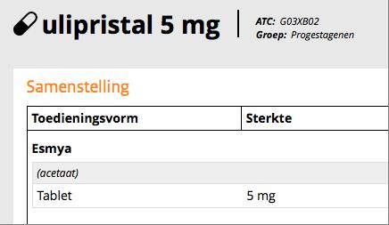 myometrium 40% opvliegers 409,-/3 maanden Ulipristal progesteron receptor modulator Esmya -