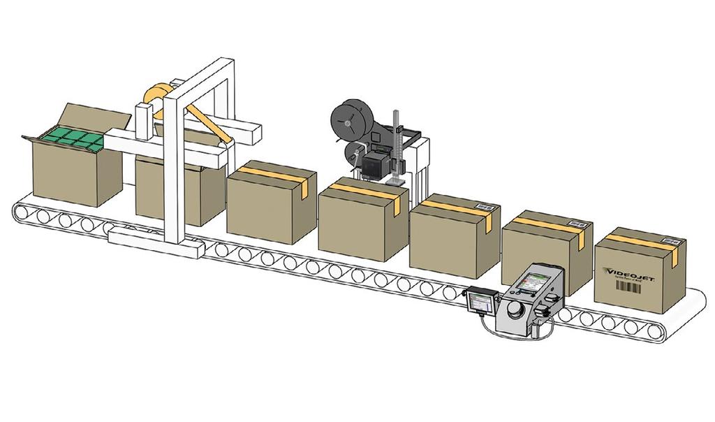 Codeertechnologieën voor uw verpakkingstype: Printtoepassing CIJ TIJ Laser TTO LPA LCM Zakken Potten en blikken Kartonnen dozen Dozen Verticale vullijn Bij deze toepassing wordt de printer doorgaans