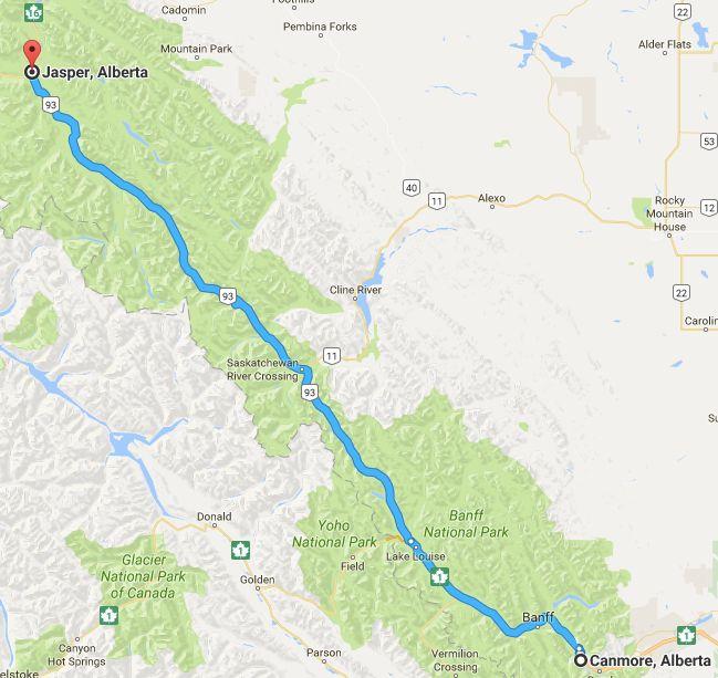 Dag 8 Canmore - Jasper (via the Icefields Parkway) Reistijd: 3 uur 55 minuten Kilometers: 313