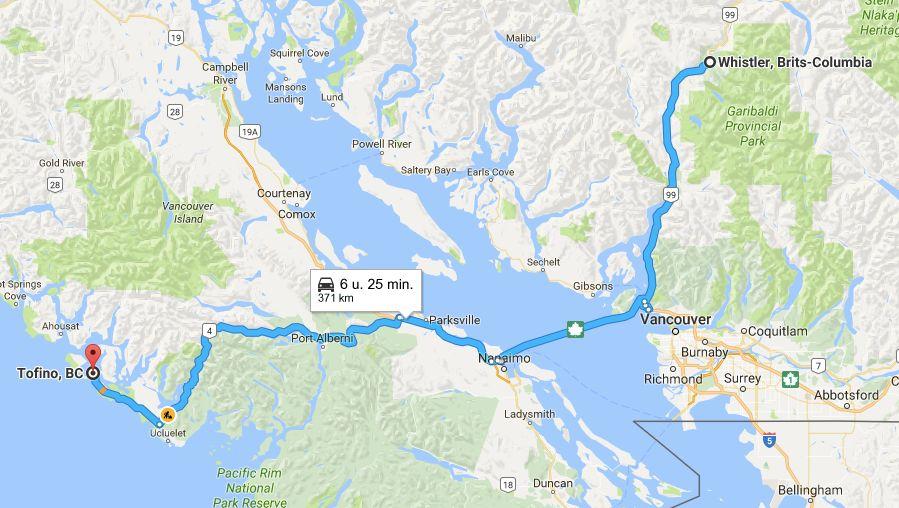 Dag 14 Whistler - Tofino Reistijd: 6 uur en 25 minuten Kilometers: 371 De langste auto dag van de hele reis.