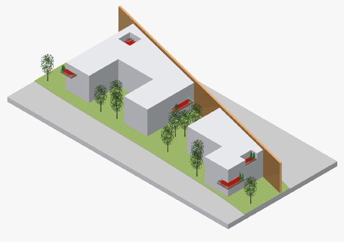 optie: entree buiten volume: logo s op 1e verdieping beperkt materiaalgebruik in gevel: metselwerk of hout en kozijnen materialisatie gevel