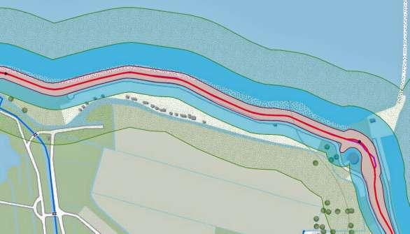 1 en 2 geeft de 100 meter buitenbeschermingszone van de primaire zeekering Diemerzeedijk weer.